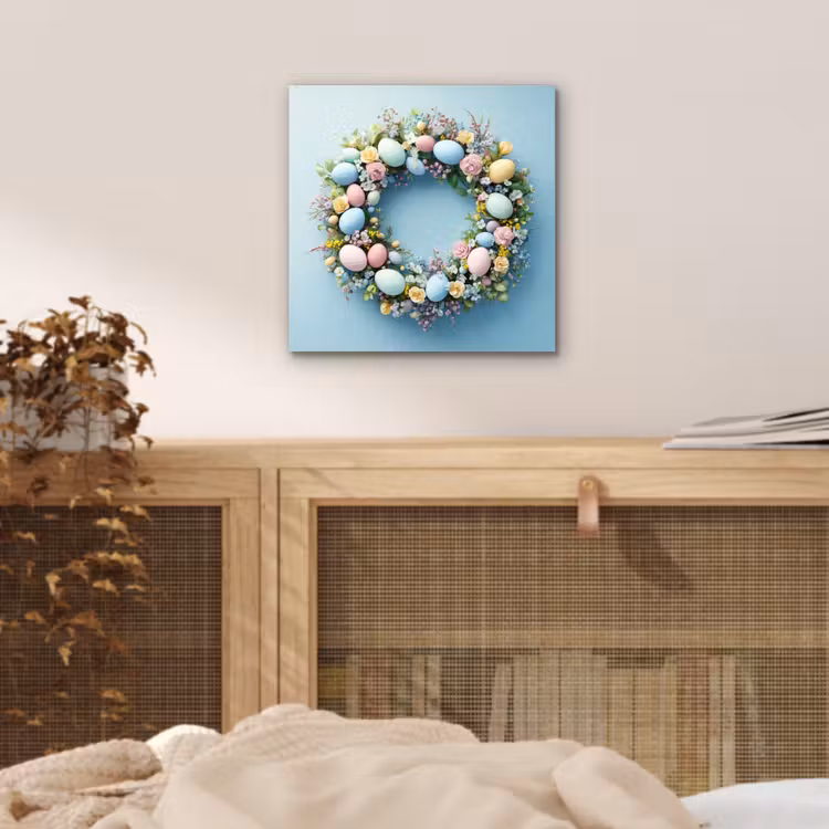 Aluminium schilderij - Krans - Eieren - Bloemen — 4