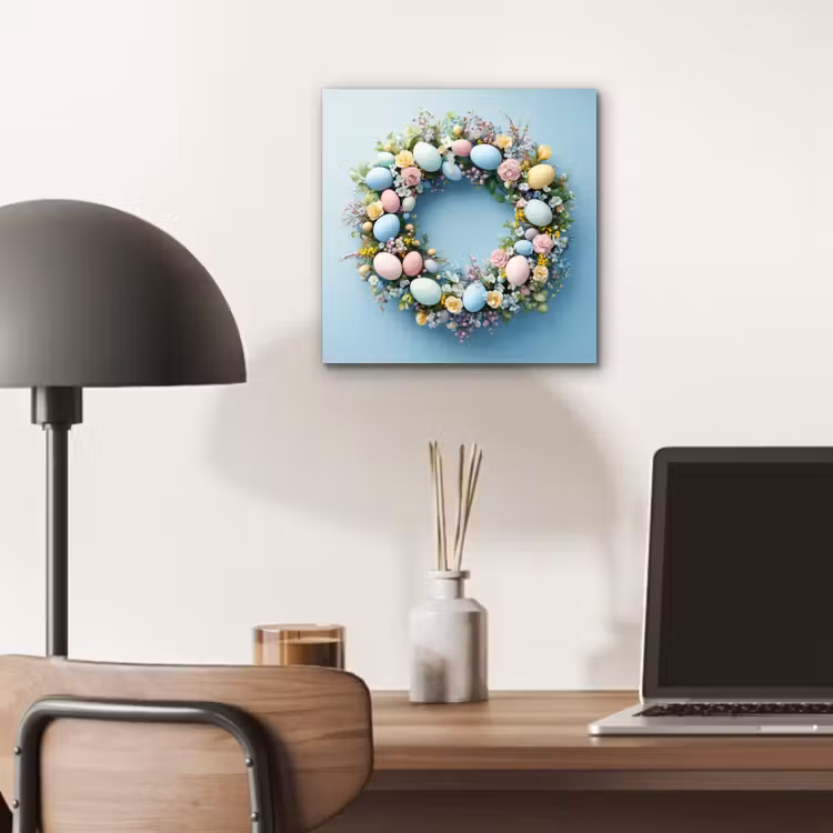 Aluminium schilderij - Krans - Eieren - Bloemen — 6