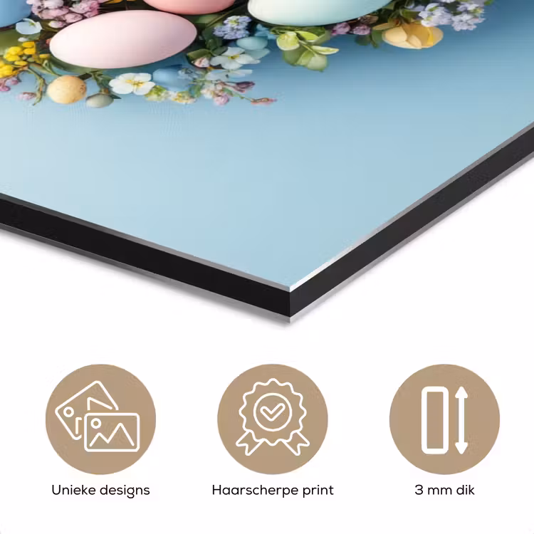 Aluminium schilderij - Krans - Eieren - Bloemen — 7