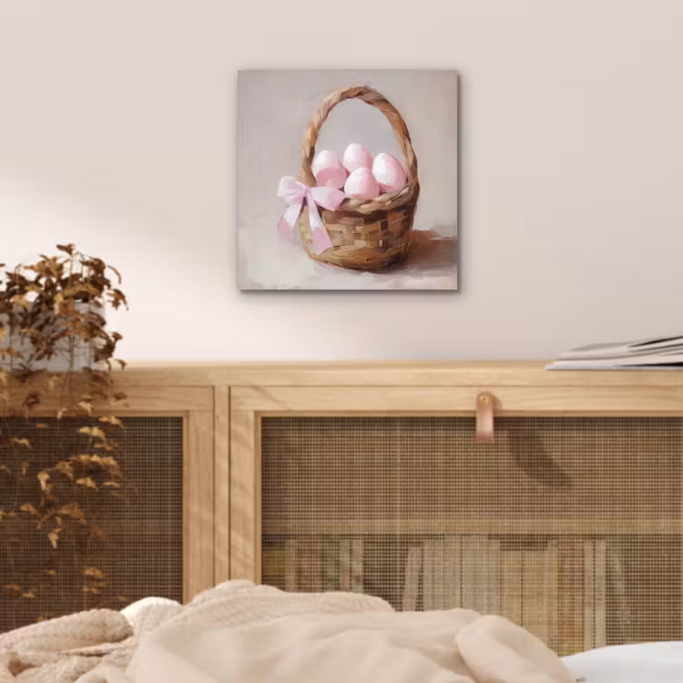 Aluminium schilderij - Mand - Eieren - Roze — 4