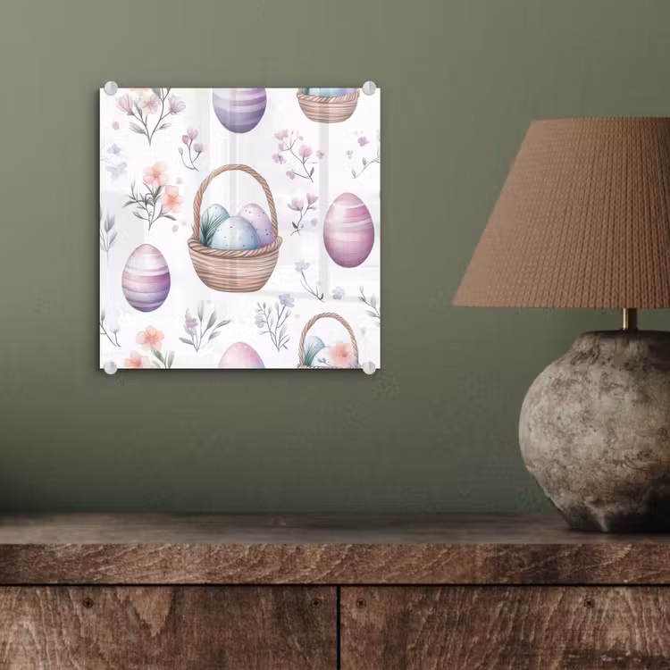 Glas schilderij - Bloemen - Paaseieren - Patroon — 4