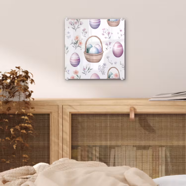 Glas schilderij - Bloemen - Paaseieren - Patroon — 5