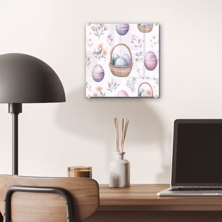 Glas schilderij - Bloemen - Paaseieren - Patroon — 7
