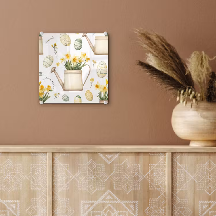 Glas schilderij - Gieter - Bloemen - Eieren — 6