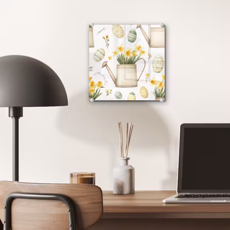 Glas schilderij - Gieter - Bloemen - Eieren — 7