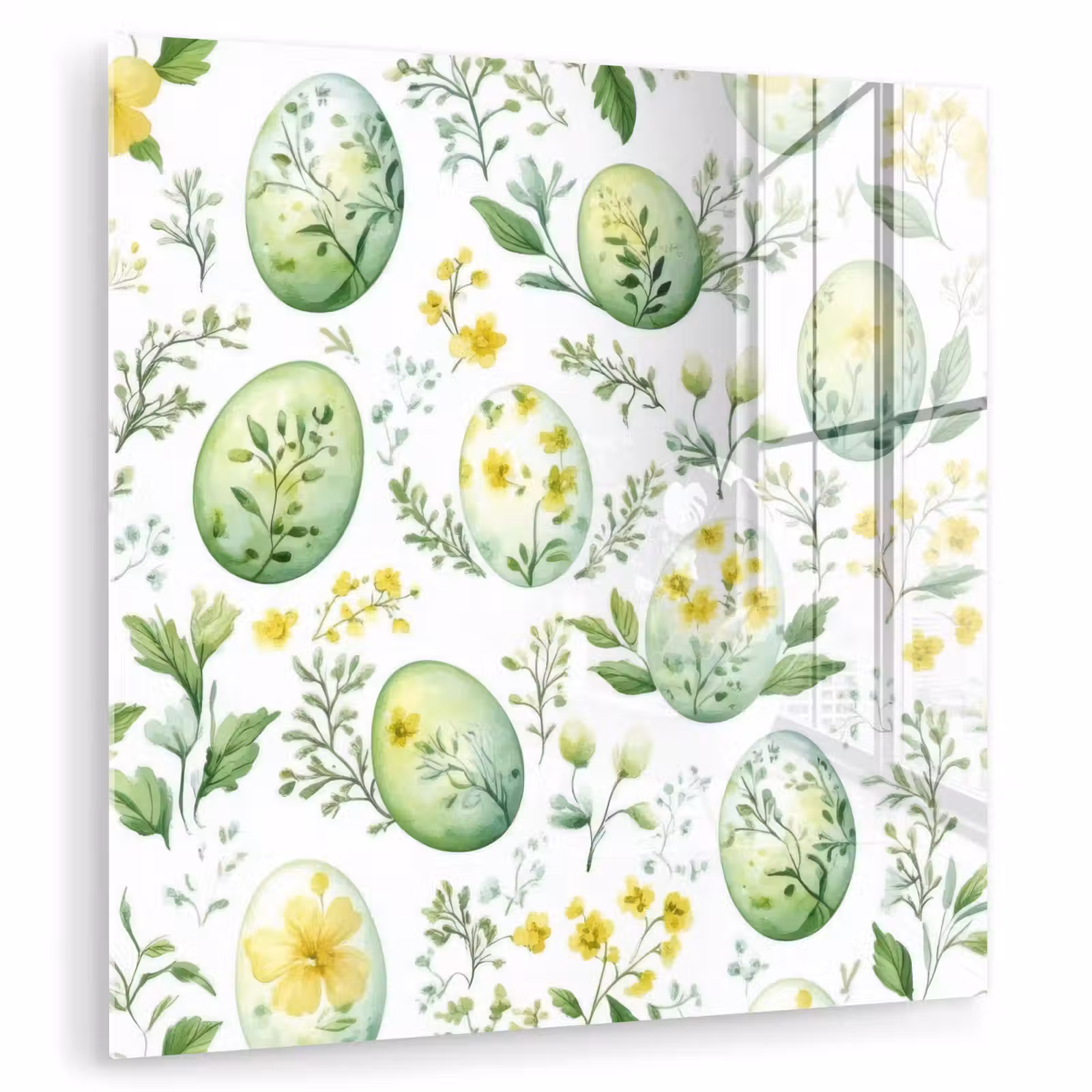 Glas schilderij - Patroon - Groen - Eieren — 1