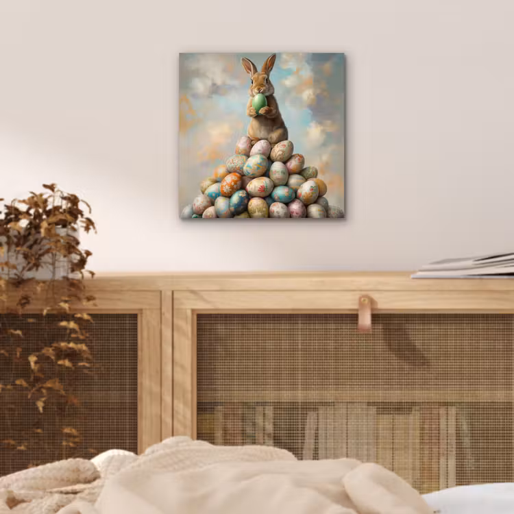 Aluminium schilderij - Konijn - Eieren - Kleurrijk — 4