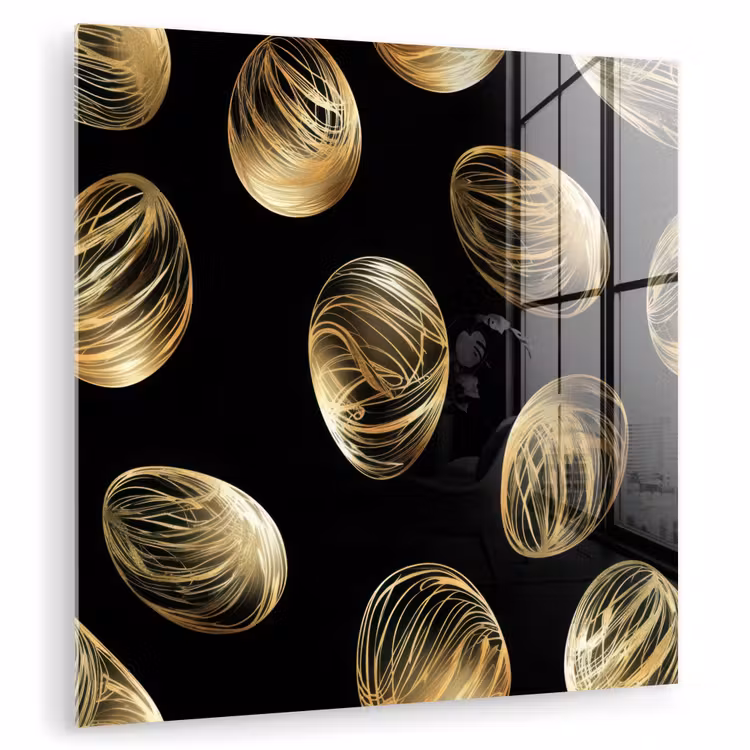 Glas schilderij - Eieren - Goud - Patroon — 1