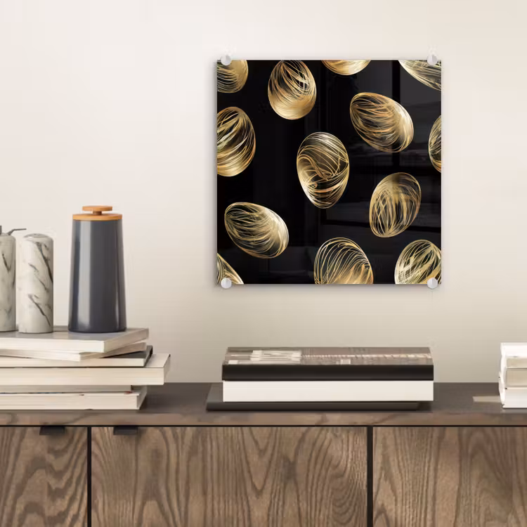 Glas schilderij - Eieren - Goud - Patroon — 2