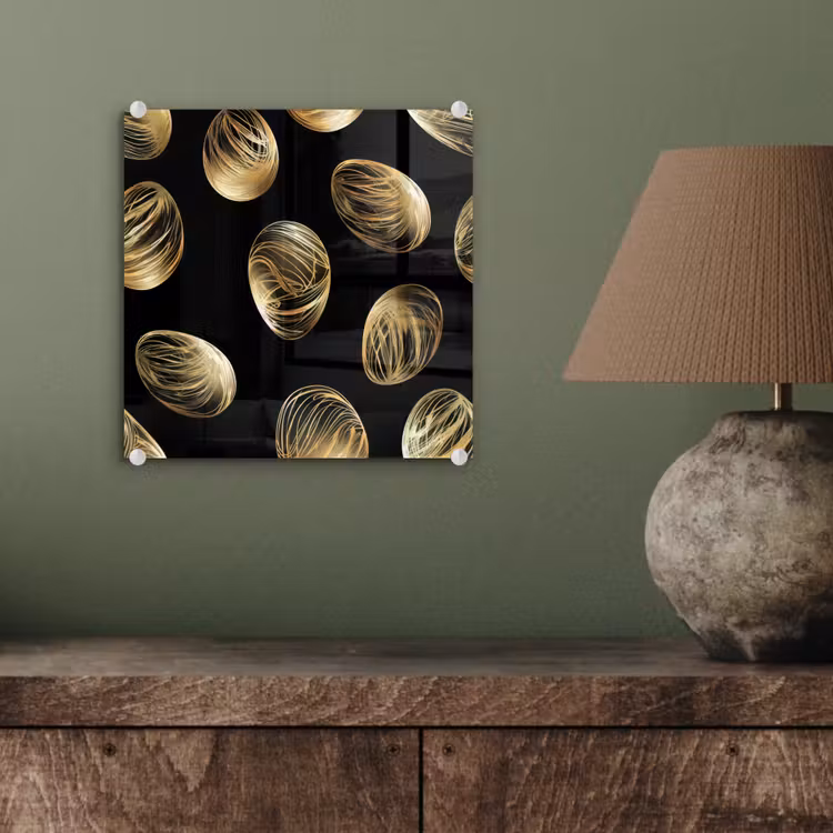 Glas schilderij - Eieren - Goud - Patroon — 4