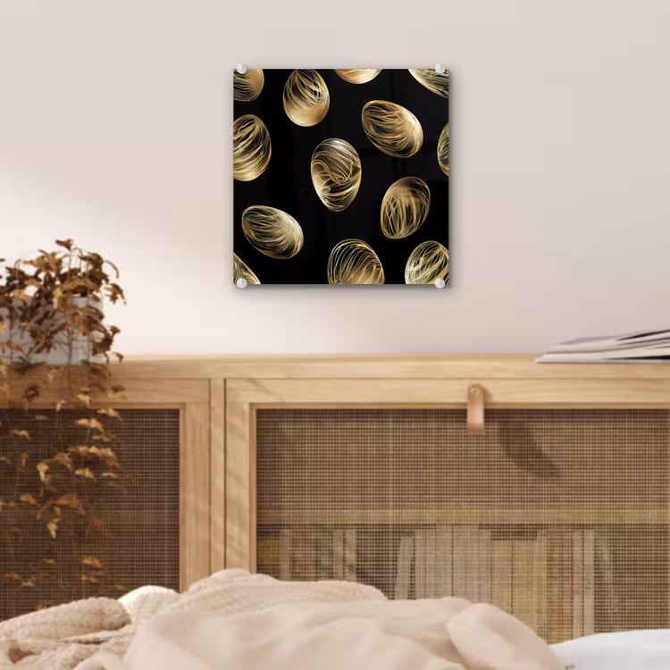 Glas schilderij - Eieren - Goud - Patroon — 5