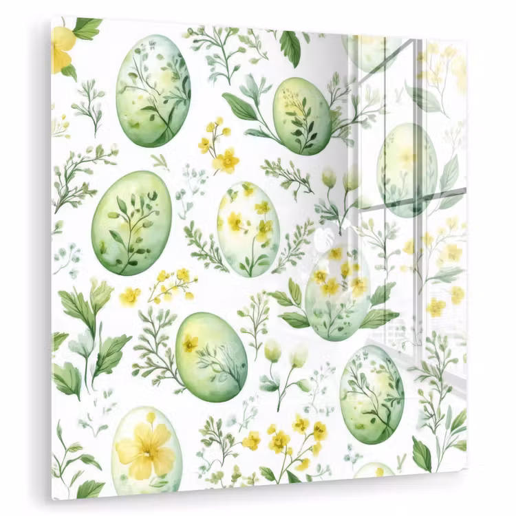 Glas schilderij - Patroon - Groen - Eieren — 1