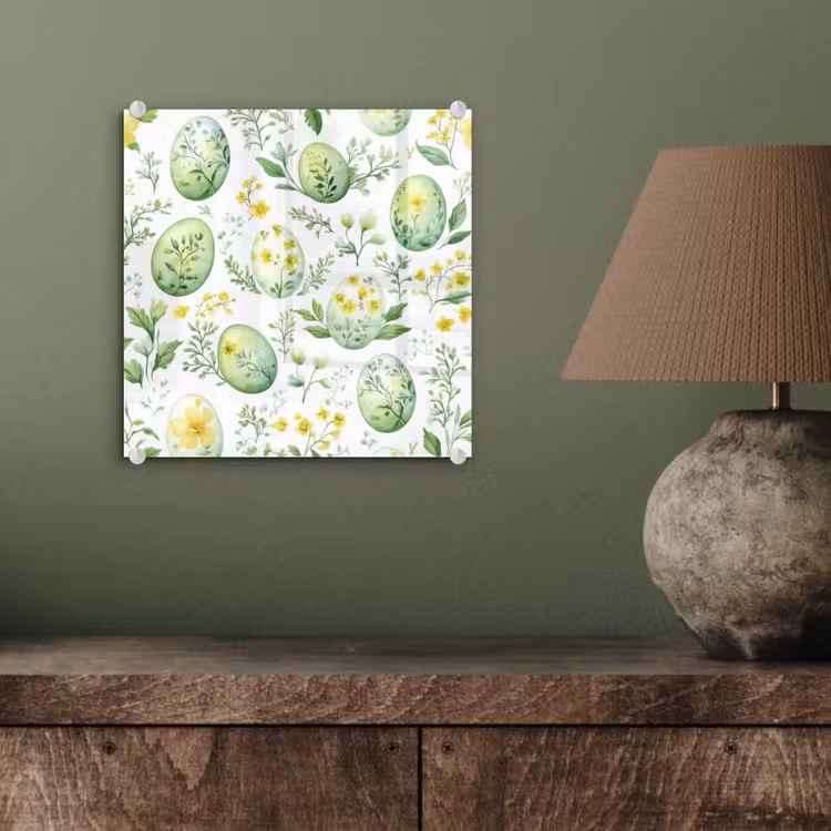 Glas schilderij - Patroon - Groen - Eieren — 4