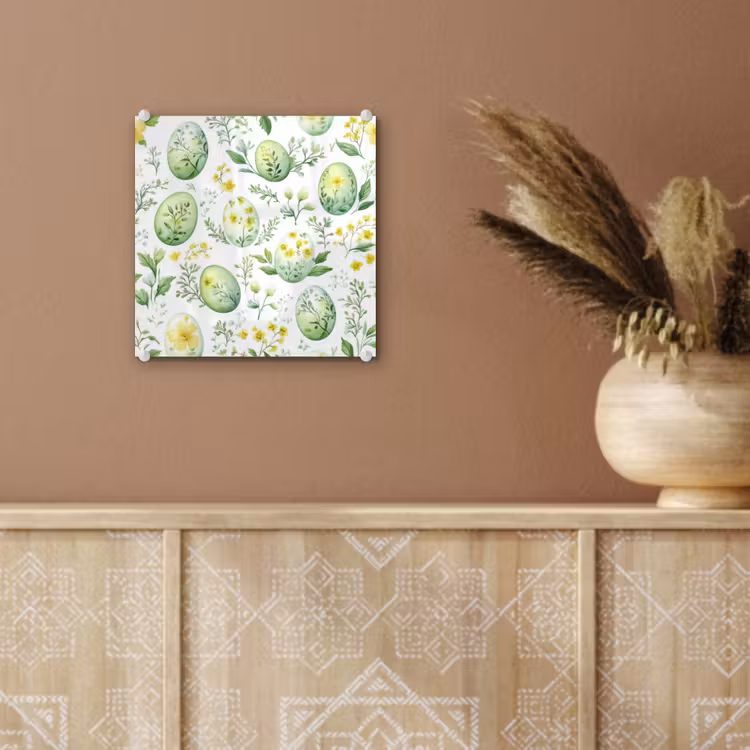 Glas schilderij - Patroon - Groen - Eieren — 6