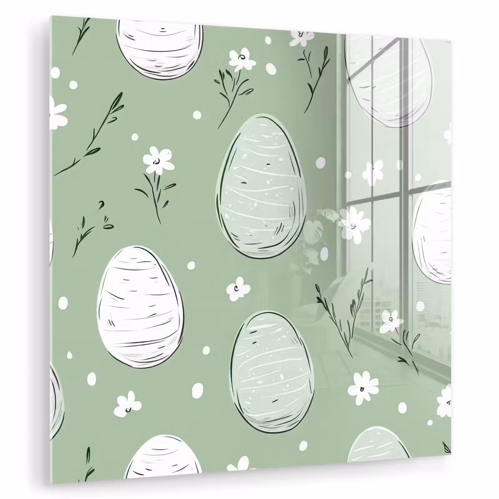 Glas schilderij - Groen - Eieren - Patroon — 1