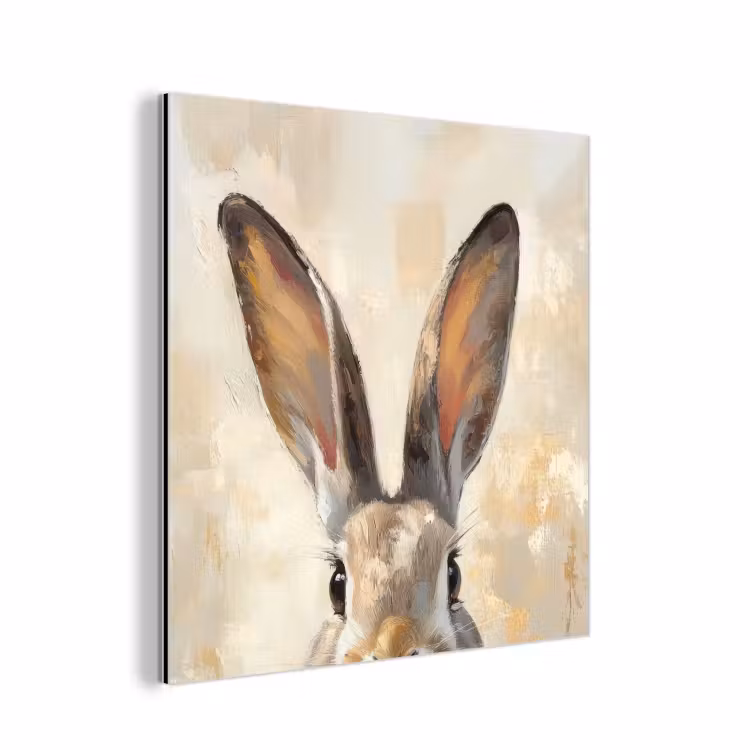 Aluminium schilderij - Haas - Oren - Bruin — 1