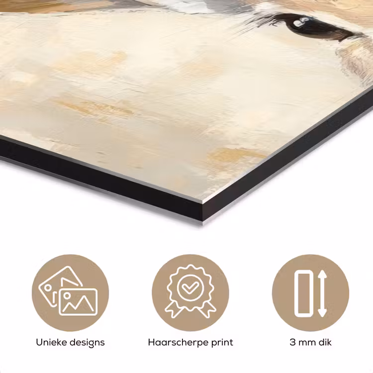 Aluminium schilderij - Haas - Oren - Bruin — 7
