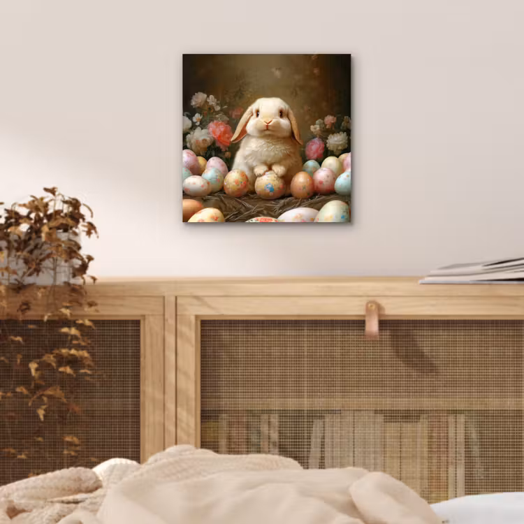 Aluminium schilderij - Konijn - Paaseieren - Stilleven — 4