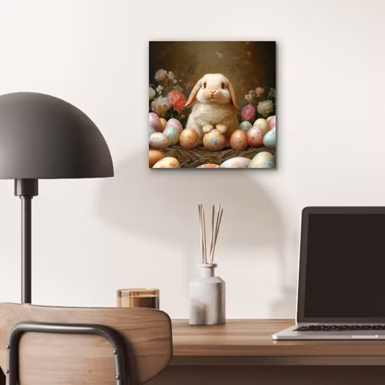 Aluminium schilderij - Konijn - Paaseieren - Stilleven — 6