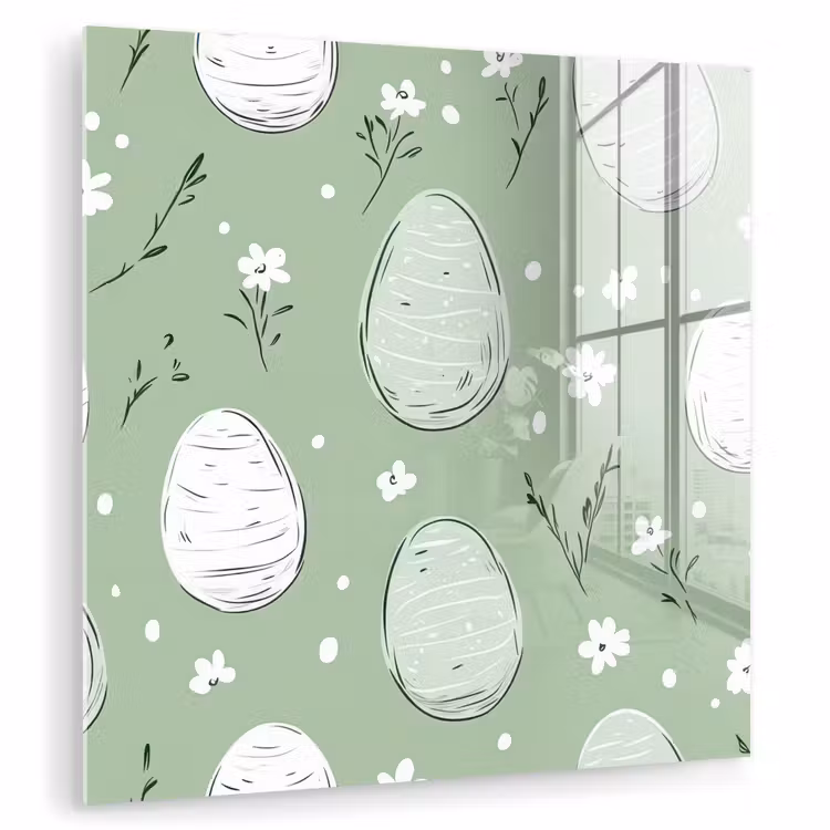 Glas schilderij - Groen - Eieren - Patroon — 1
