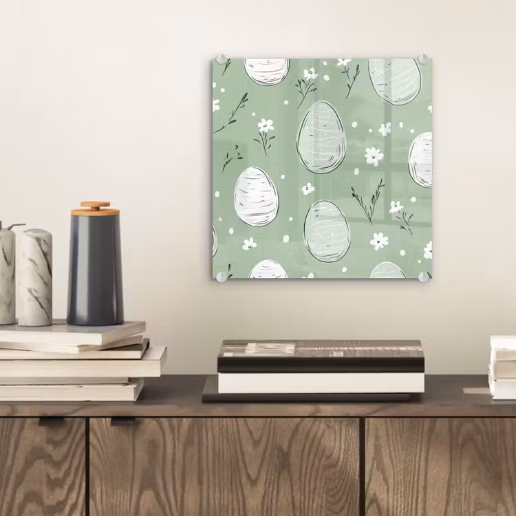 Glas schilderij - Groen - Eieren - Patroon — 2