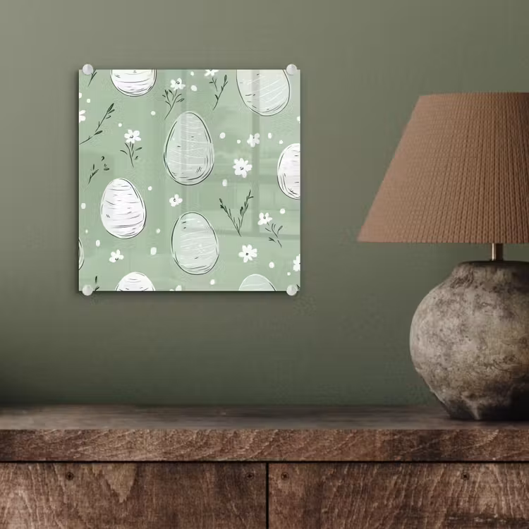 Glas schilderij - Groen - Eieren - Patroon — 4