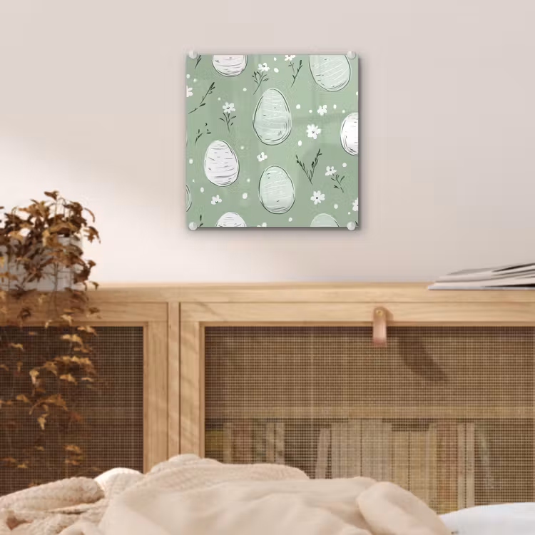Glas schilderij - Groen - Eieren - Patroon — 5