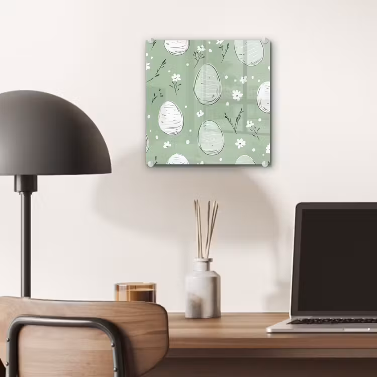 Glas schilderij - Groen - Eieren - Patroon — 7