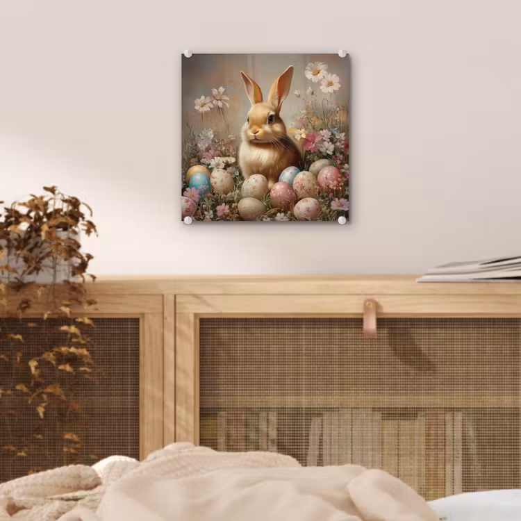 Glas schilderij - Paashaas - Lente - Paaseieren — 5