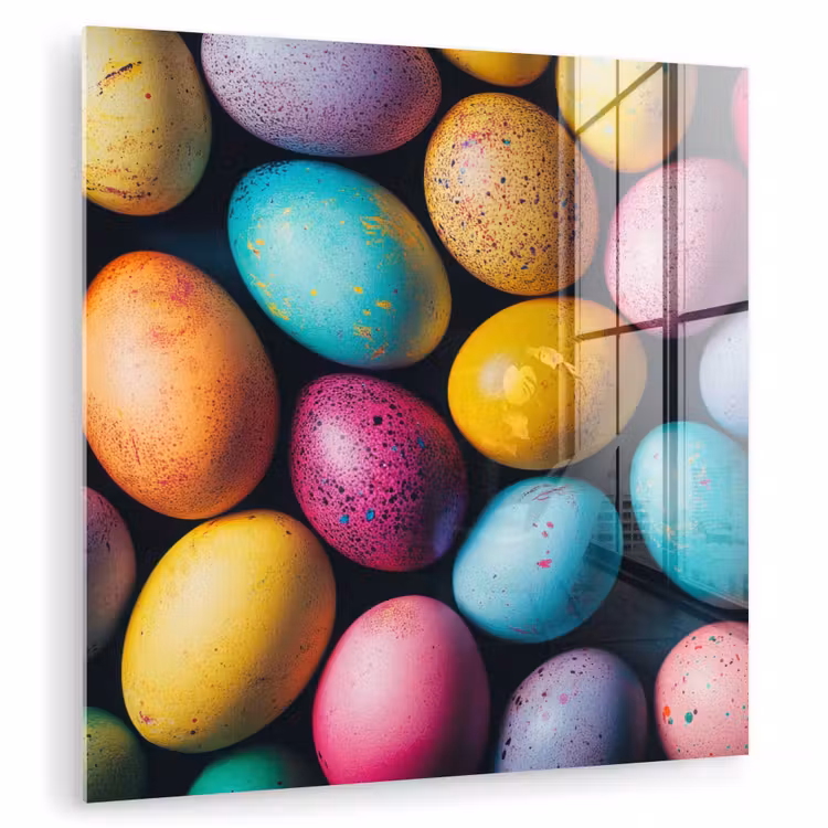 Glas schilderij - Kleurrijk - Paaseitjes - Spetters — 1
