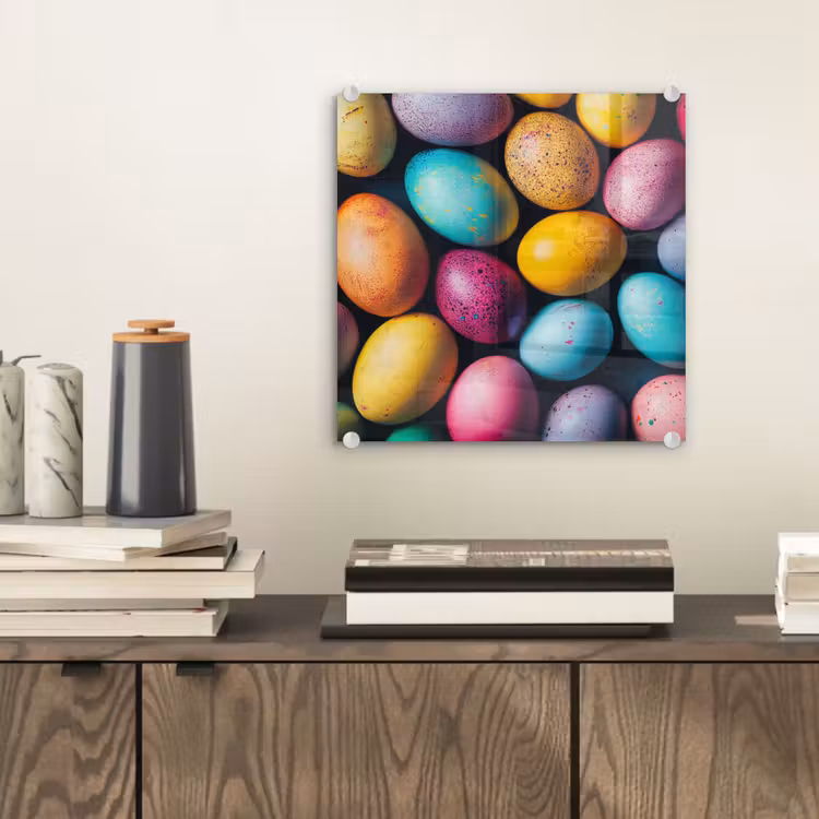 Glas schilderij - Kleurrijk - Paaseitjes - Spetters — 2