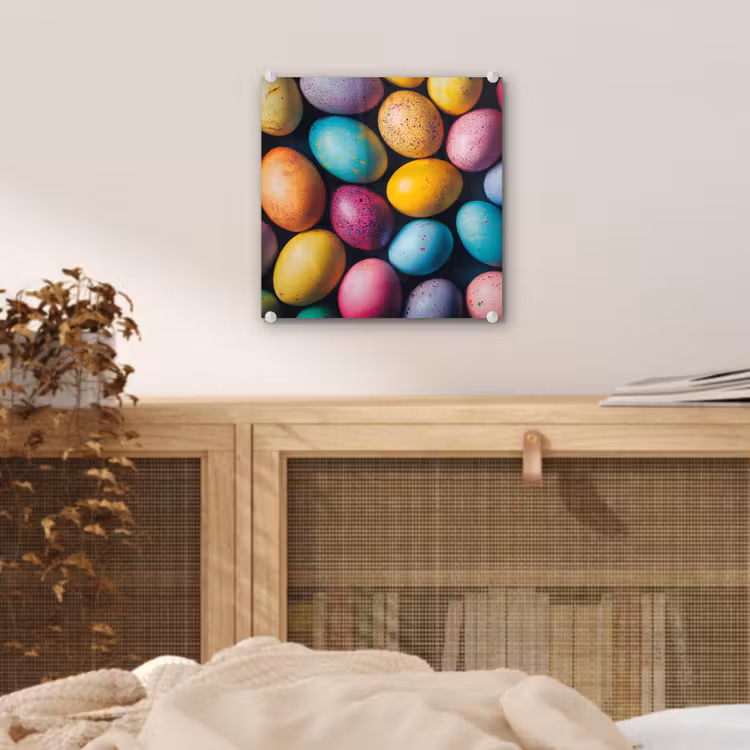 Glas schilderij - Kleurrijk - Paaseitjes - Spetters — 5