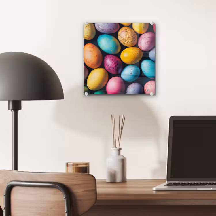 Glas schilderij - Kleurrijk - Paaseitjes - Spetters — 7