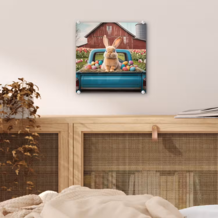 Glas schilderij - Konijn - Boerderij - Eieren — 5