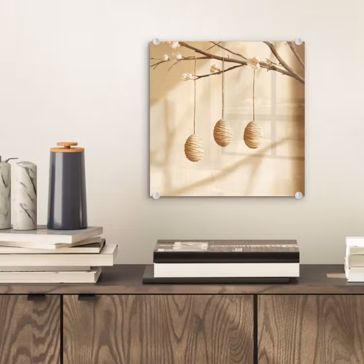 Glas schilderij - Beige - Paastak - Eieren — 2