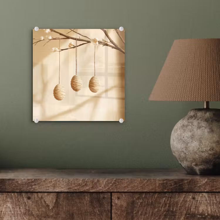 Glas schilderij - Beige - Paastak - Eieren — 4