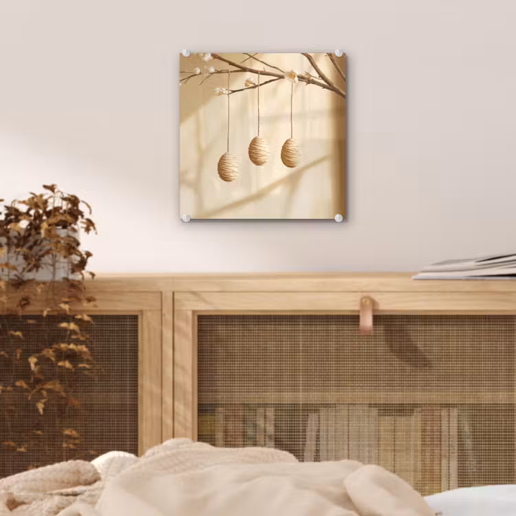 Glas schilderij - Beige - Paastak - Eieren — 5