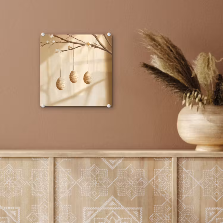Glas schilderij - Beige - Paastak - Eieren — 6