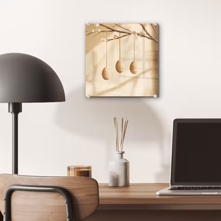 Glas schilderij - Beige - Paastak - Eieren — 7