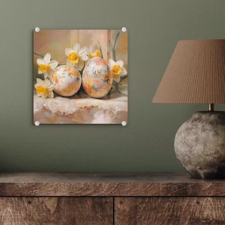Glas schilderij - Bloemen - Eieren - Geschilderd — 4