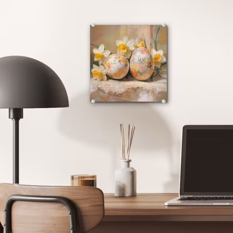 Glas schilderij - Bloemen - Eieren - Geschilderd — 7