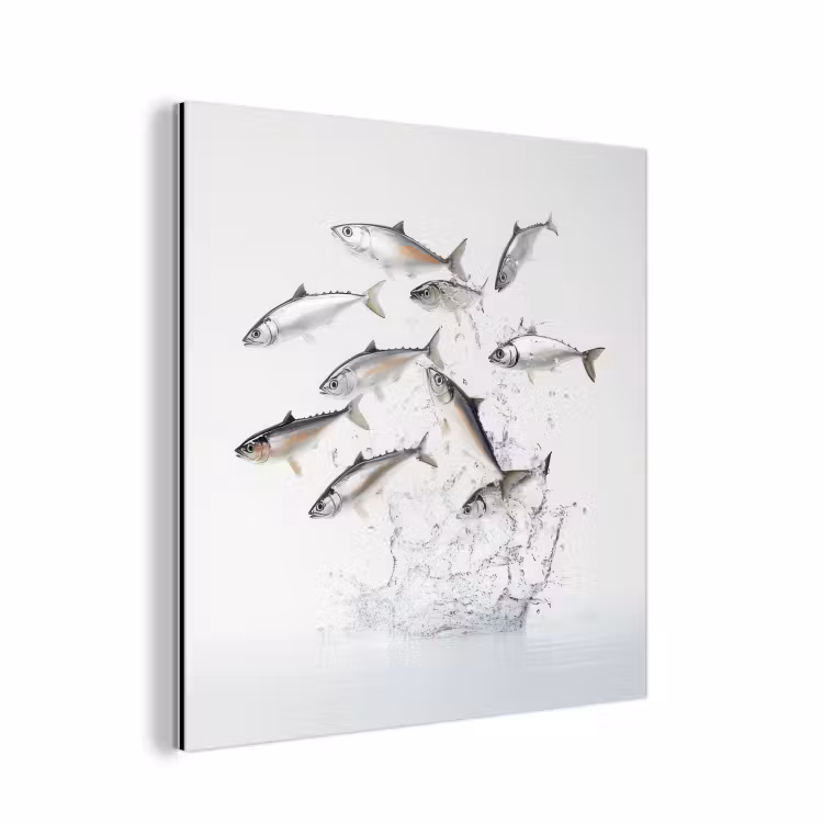 Aluminium schilderij - Vissen - Water - Wit — 1