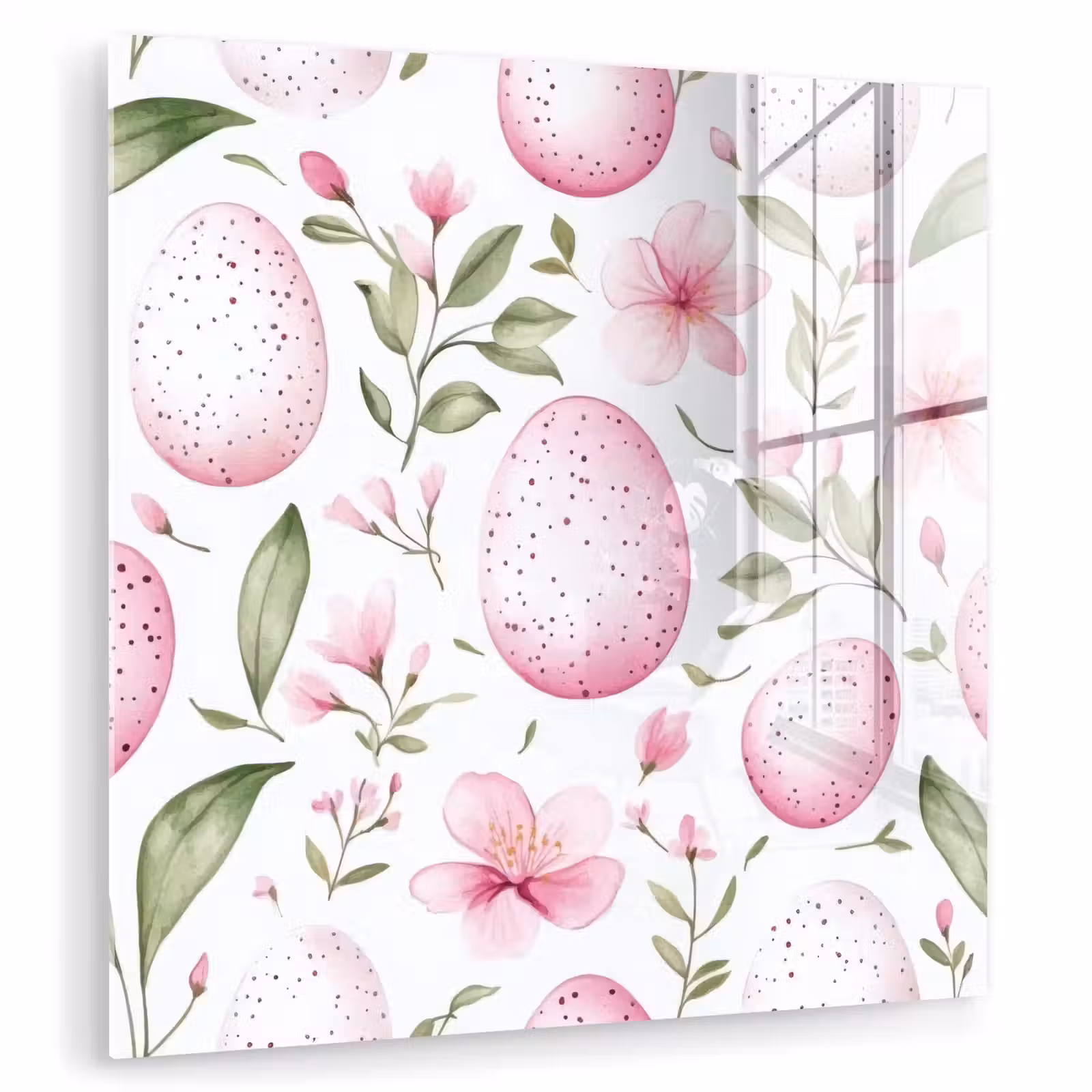 Glas schilderij - Patroon - Eieren - Roze - Pasen — 1