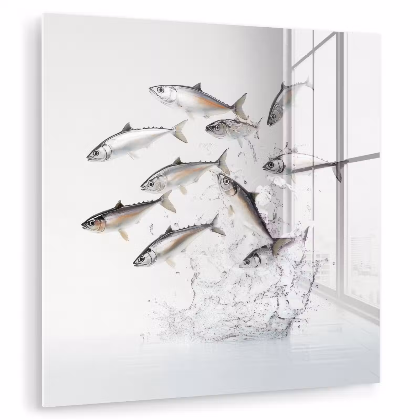 Glas schilderij - Vissen - Water - Wit — 1