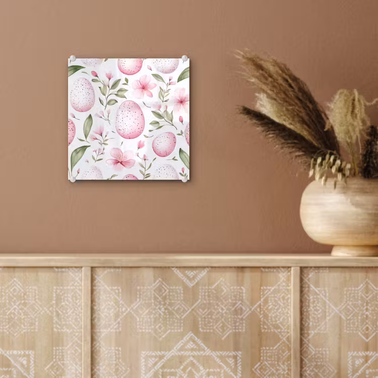 Glas schilderij - Patroon - Eieren - Roze - Pasen — 6
