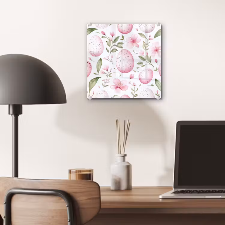Glas schilderij - Patroon - Eieren - Roze - Pasen — 7