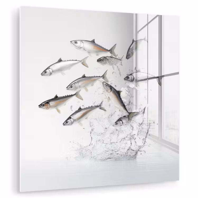 Glas schilderij - Vissen - Water - Wit — 1