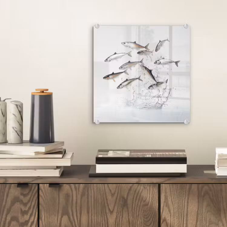 Glas schilderij - Vissen - Water - Wit — 2