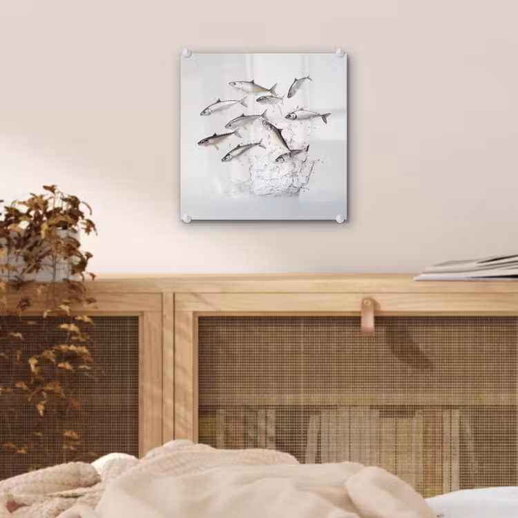 Glas schilderij - Vissen - Water - Wit — 5