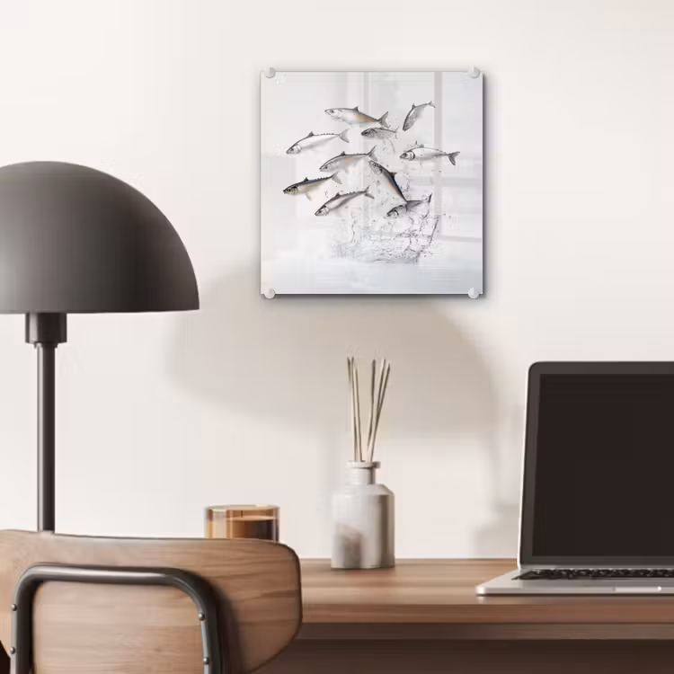 Glas schilderij - Vissen - Water - Wit — 7